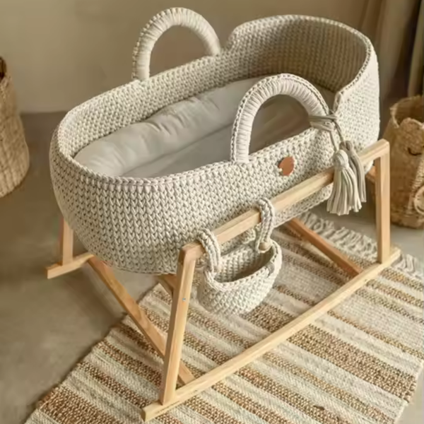 Lucca Baby Moses Basket Bassinet with Straight Hood