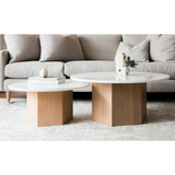 Castello Hexagon Wood and Marble Nesting Coffee Table