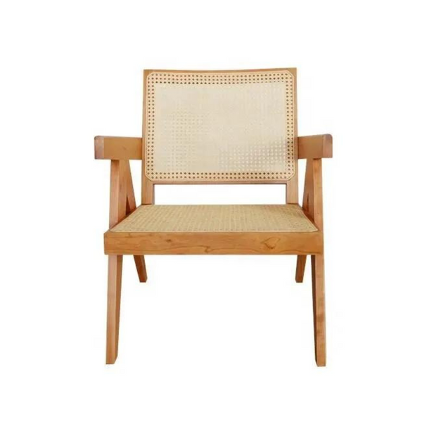 Elba Nordic Rattan & Wood Dining Chair - Natural Brown Colour