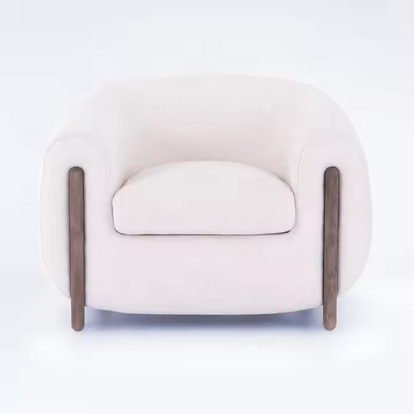 Filomena Upholstered Cream Fabric Lounge Chair