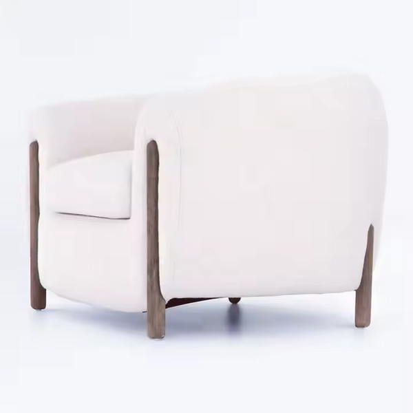 Filomena Upholstered Cream Fabric Lounge Chair