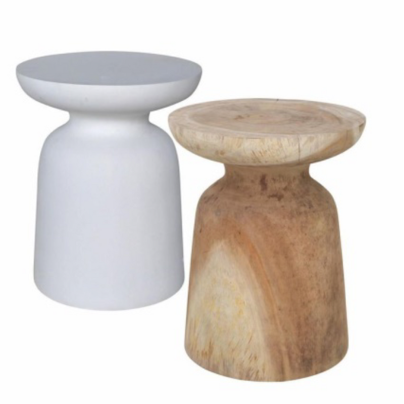 Nena Timber Stool White and Natural