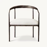 Milano Golden Forged Iron Frame Armrest Dining Chair