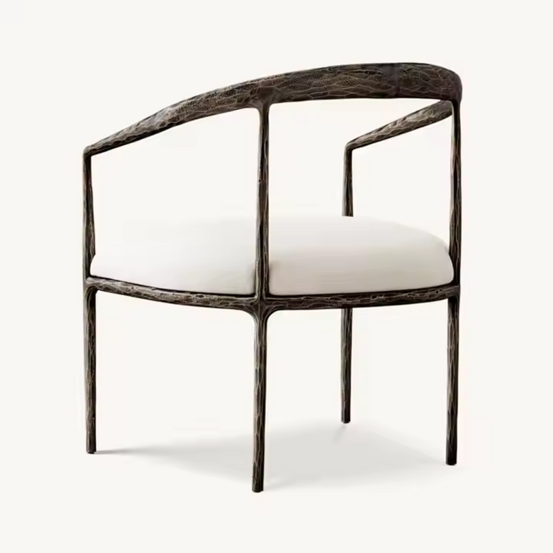 Milano Golden Forged Iron Frame Armrest Dining Chair