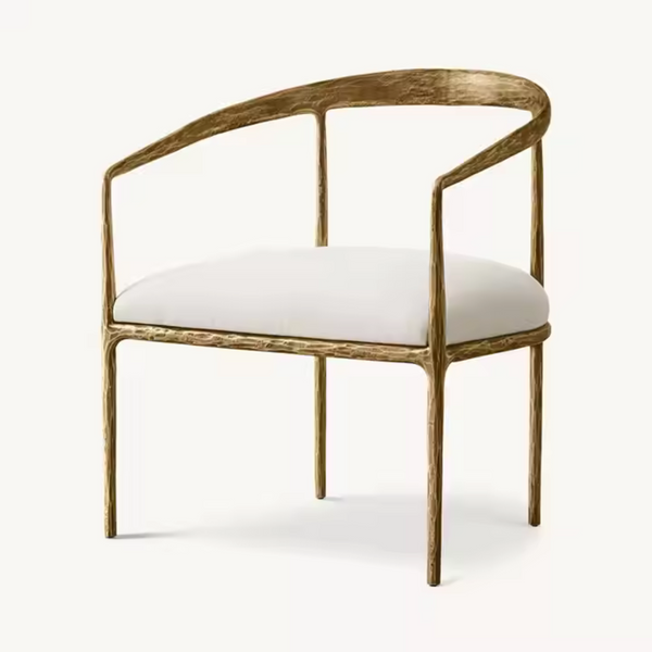 Milano Golden Forged Iron Frame Armrest Dining Chair