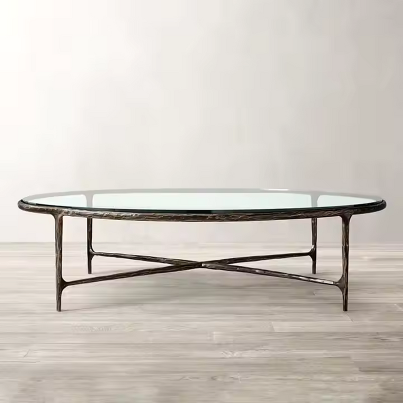 Milano Golden Forged Iron Frame Coffee Table – Round, Square, Rectangular, or Oval