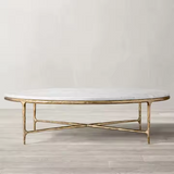 Milano Golden Forged Iron Frame Coffee Table – Round, Square, Rectangular, or Oval