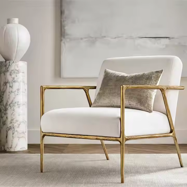 Milano Golden Forged Iron Frame Armchair