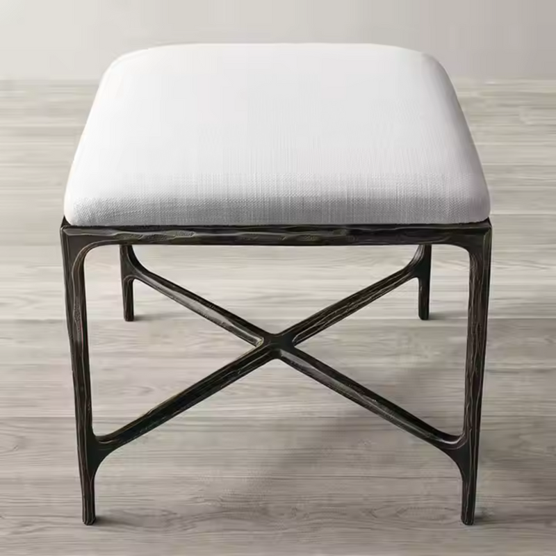 Milano Golden Forged Iron Frame Upholstered Footstool and Small Stool