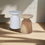 Nena Timber Stool White and Natural