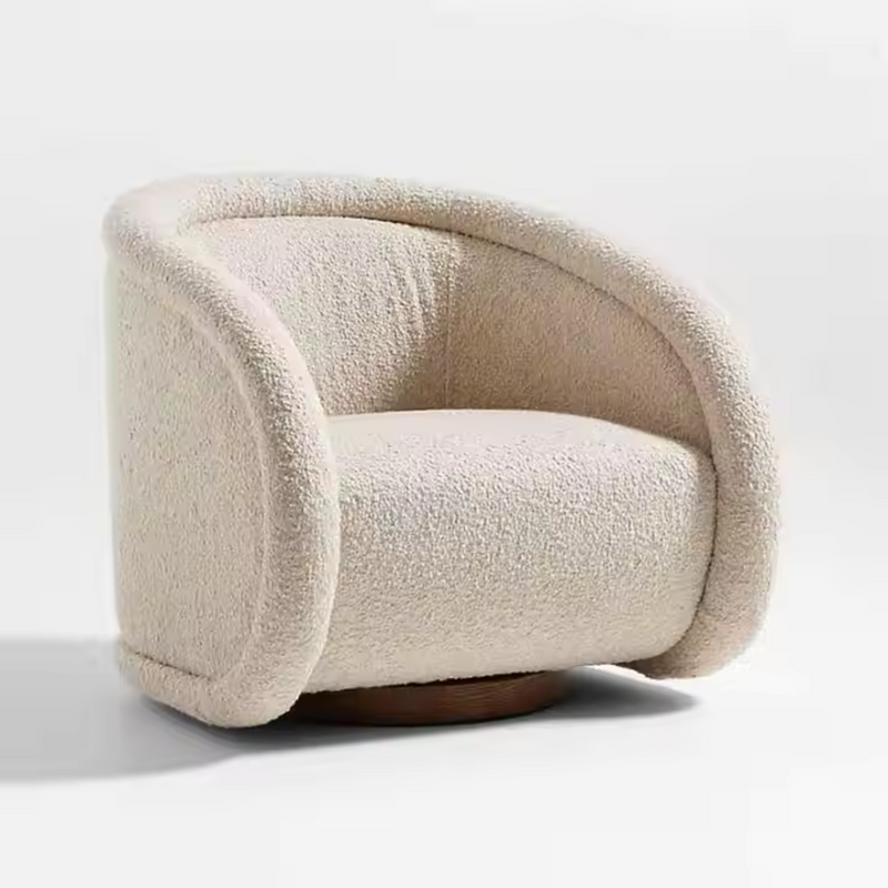 San Remo Upholstered Cream Fabric Swivel Lounge Chair