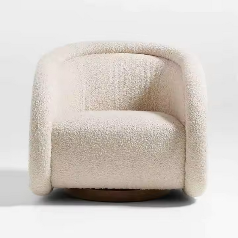 San Remo Upholstered Cream Fabric Swivel Lounge Chair